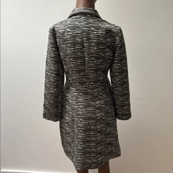 Judith and Charles long zebra striped coat jacket green white collar size 4 - Picture 9 of 15